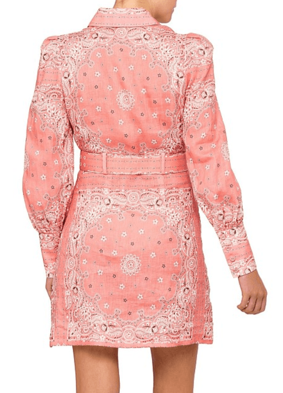 Zimmermann Bandana Shirt Dress Pink Print Size 12 - Image 4