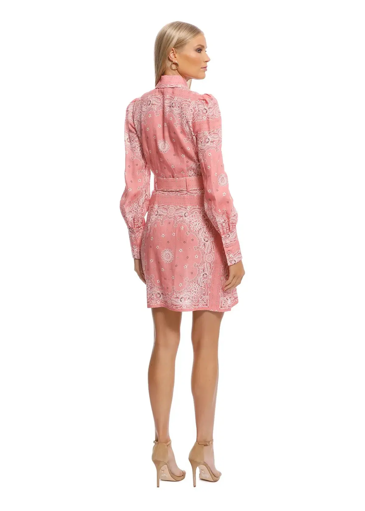 Zimmermann Bandana Shirt Dress Pink Print Size 12 - Image 2