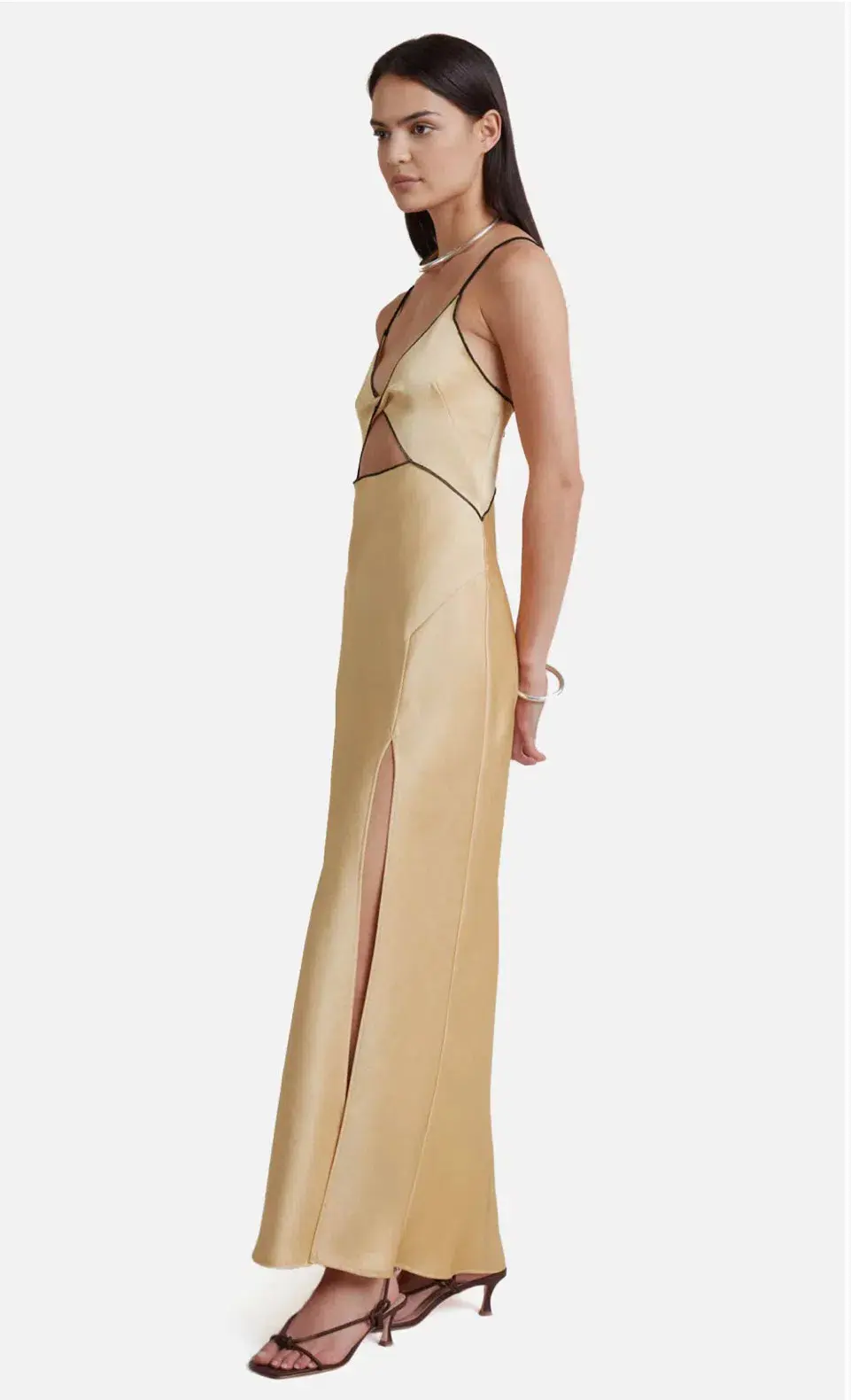 Bec & Bridge Hazel Maxi Dress Wheat Gold Size AU 12 for rent on The Volte - main image
