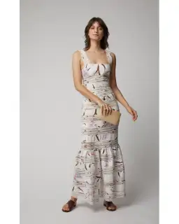 Zimmermann Corsage Linear Orchid Print Ivory Dress White Size 2 / AU 12