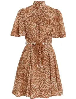 Zimmermann Tropicana flutter sleeve mini Brown Size AU 10