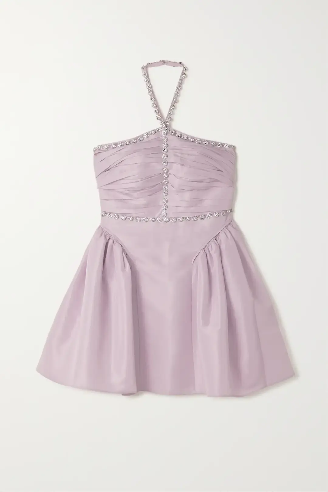 Self Portrait Crystal Embellished Halter Neck Mini Dress Lilac Size 10 for rent on The Volte - main image