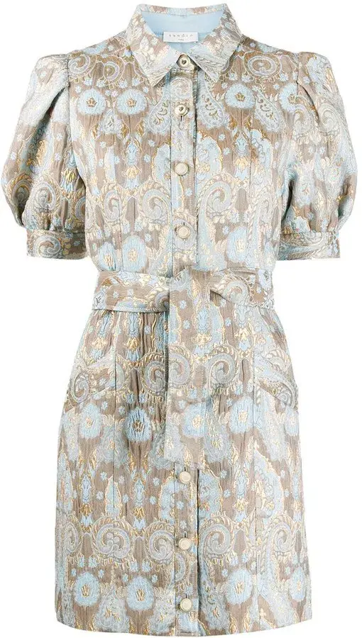 Sandro Paris Dorlan Dorlan Brocade Shirt Dress Print Size M / Au 10 for rent on The Volte - main image