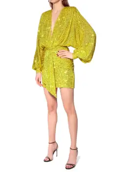 Aggi Sequin Mini Dress Bright Lime Size L / Au 10 for rent on The Volte - image 1