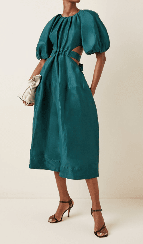 Aje Mimosa Cutout Midi Dress Emerald Size 10 for rent on The Volte - main image