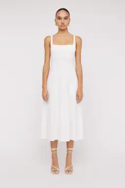 Scanlan Theodore Crepe Knit Square Neck Dress White Size S/Au 8 for rent on The Volte - image 1