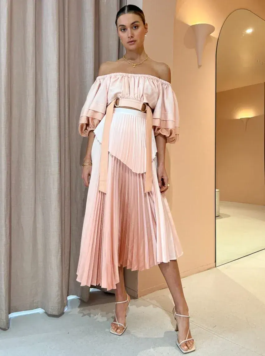 Acler Barnard Top & Skirt Set Blush Size 10 for rent on The Volte - main image