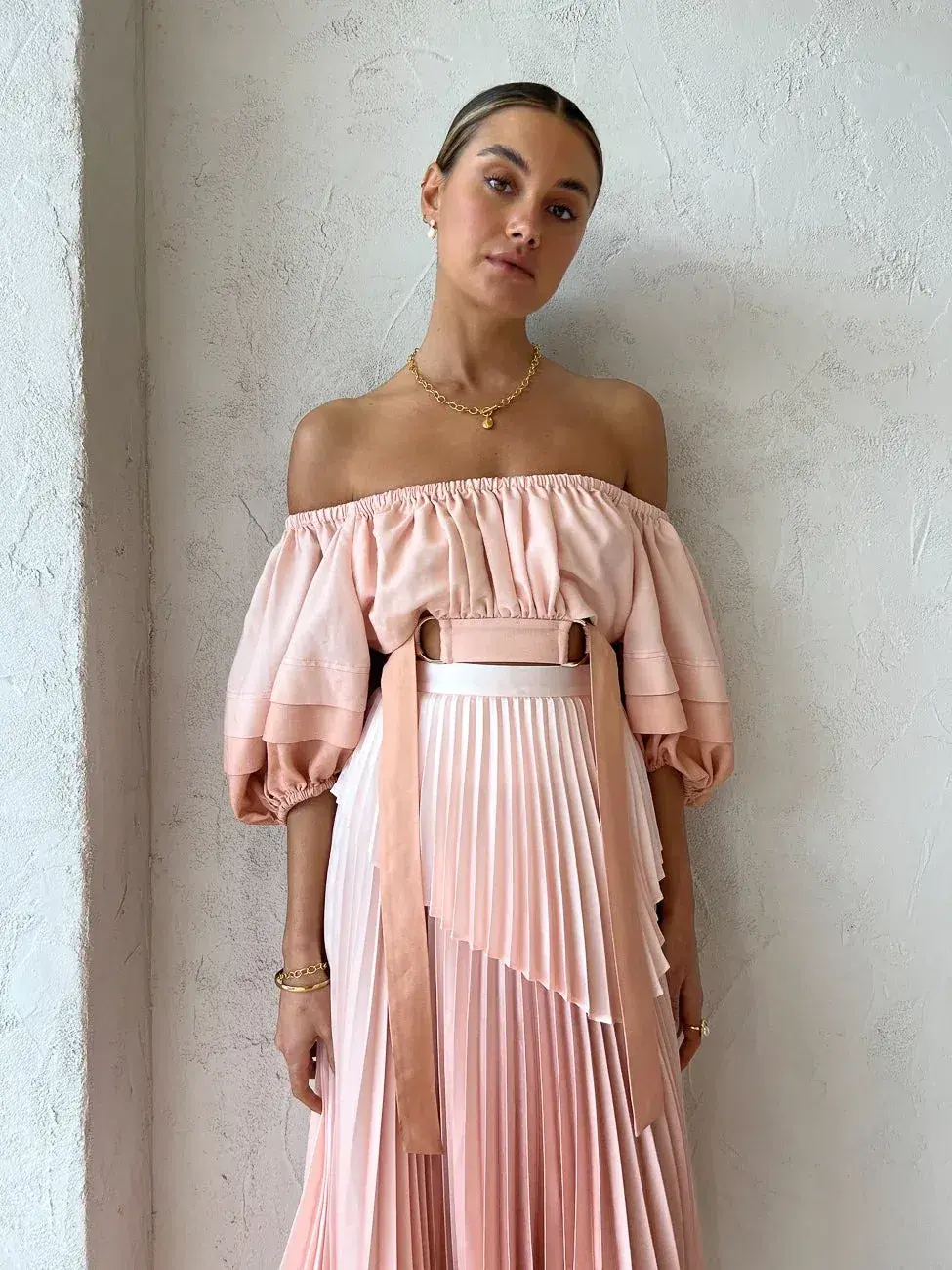 Acler Barnard Top & Skirt Set Blush Size 10 for rent on The Volte - main image