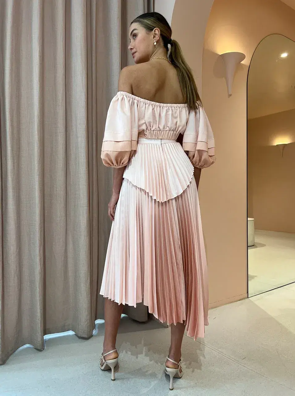 Acler Barnard Top & Skirt Set Blush Size 10 for rent on The Volte - main image