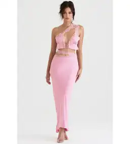 House of CB Lorena Cropped Top & Mathilda Maxi Skirt Set Pink Size 6