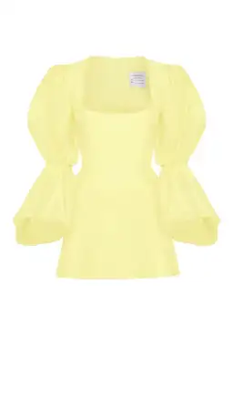 Van Der Kooij Neve Volume Sleeve Micro Mini Dress Yellow Size 1 / Au 8 for rent on The Volte - image 2