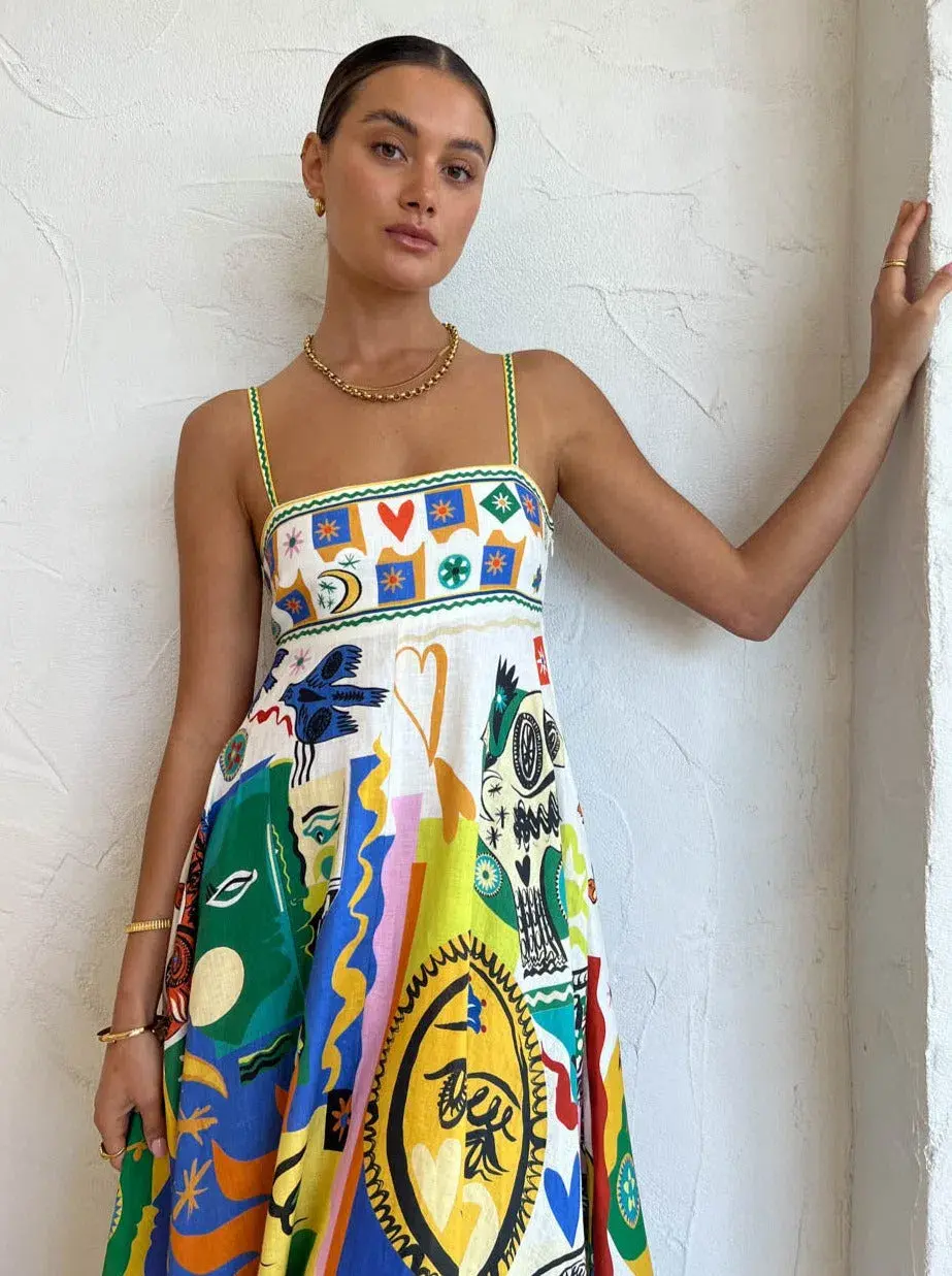 Alemais Soleil Sundress Ivory/Print Size 10 - Image 6