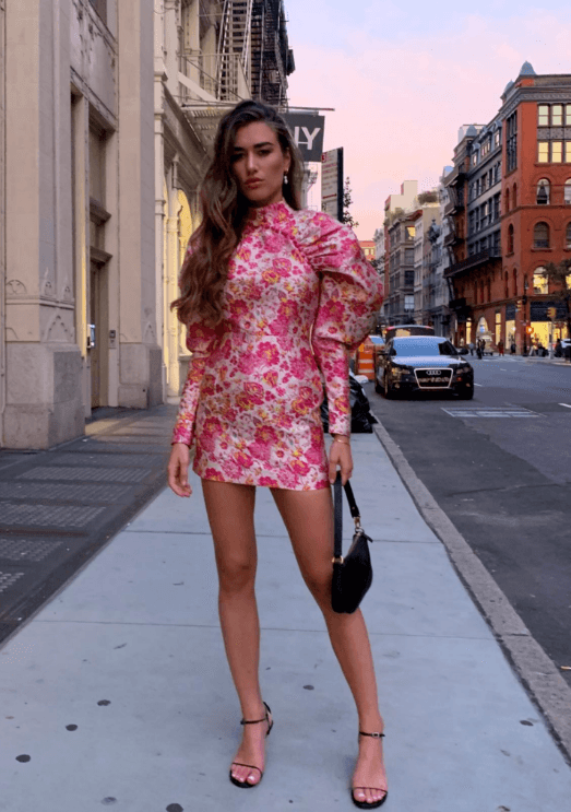 Rotate Birger Christensen Number 1 Raspberry Rose Mini Dress Floral Size 10 for rent on The Volte - main image