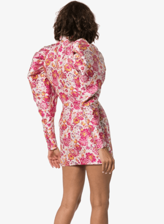 Rotate Birger Christensen Number 1 Raspberry Rose Mini Dress Floral Size 10 for rent on The Volte - main image