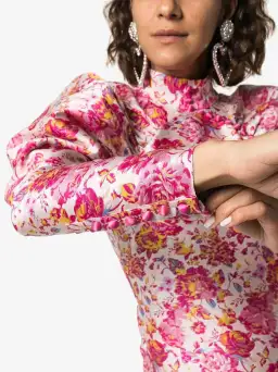 Rotate Birger Christensen Number 1 Raspberry Rose Mini Dress Floral Size 10 for rent on The Volte - image 4