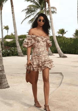 Zimmermann Painted Hearts Folds Mini Dress Peach Tapestry Size 1 / AU 10 for rent on The Volte - image 3