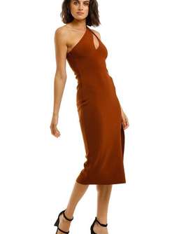 Bec & Bridge Emerald Avenue Asym Midi Dress - Copper - Size 8