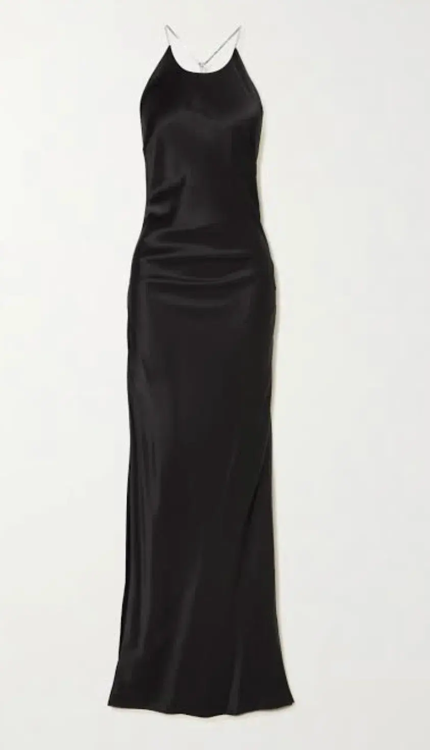 Michael Lo Sordo Hudson Bias Crystalline Maxi Dress Black Size 8 for rent on The Volte - main image