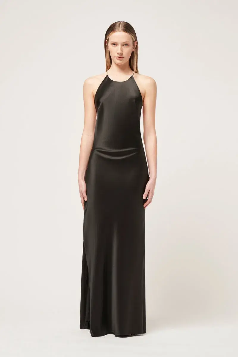 Michael Lo Sordo Hudson Bias Crystalline Maxi Dress Black Size 8 for rent on The Volte - main image