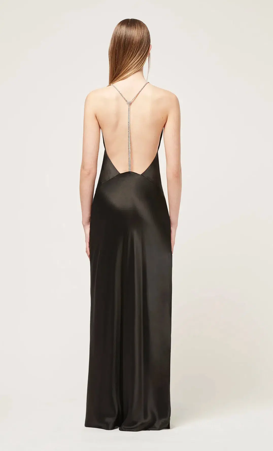 Michael Lo Sordo Hudson Bias Crystalline Maxi Dress Black Size 8 for rent on The Volte - main image