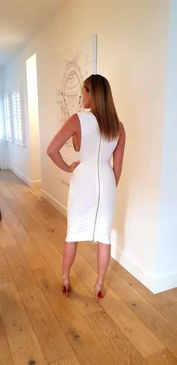 House of CB Maxen Deep V Bandage Midi Dress White Size 8 for rent on The Volte - image 3