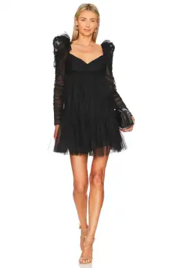 Zimmermann Tulle Ruched Mini Dress Black Size 3 / AU 14 for rent on The Volte - image 1