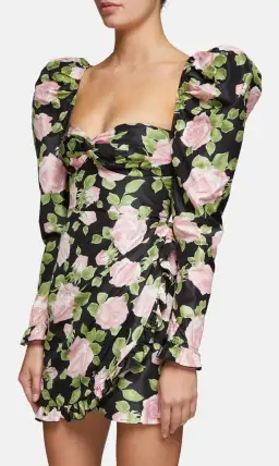 Alessandra Rich Ruffled Silk Taffeta Mini Dress Floral Size 6 for rent on The Volte - image 2