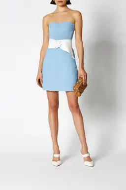 Scanlan Theodore Crepe Knit Bustier and Skirt Set Pale Blue Size 8 for rent on The Volte - image 1