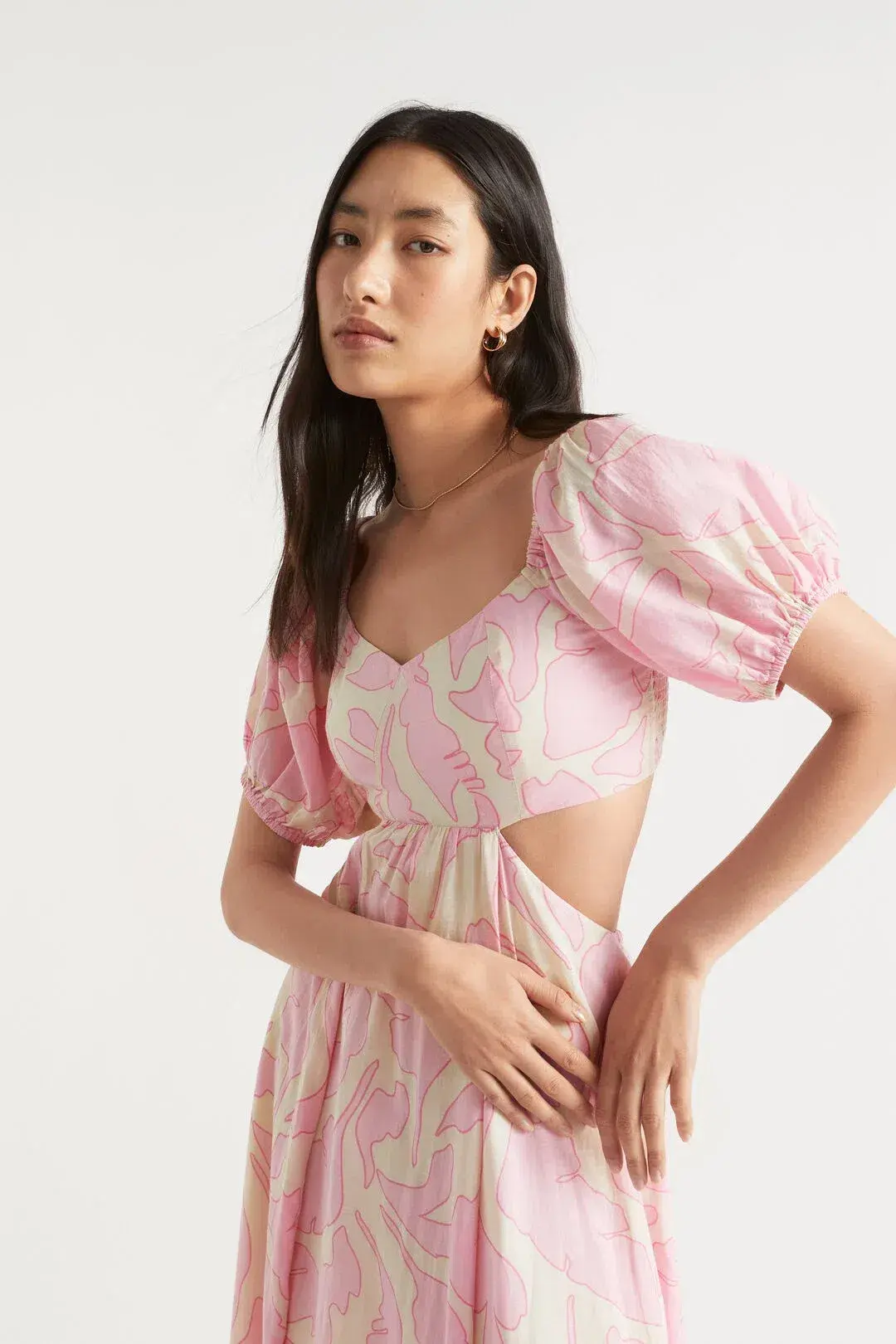 Seed Heritage Voile Floral Off Shoulder Maxi Dress in Soft Orchid Floral Size 12 for rent on The Volte - main image