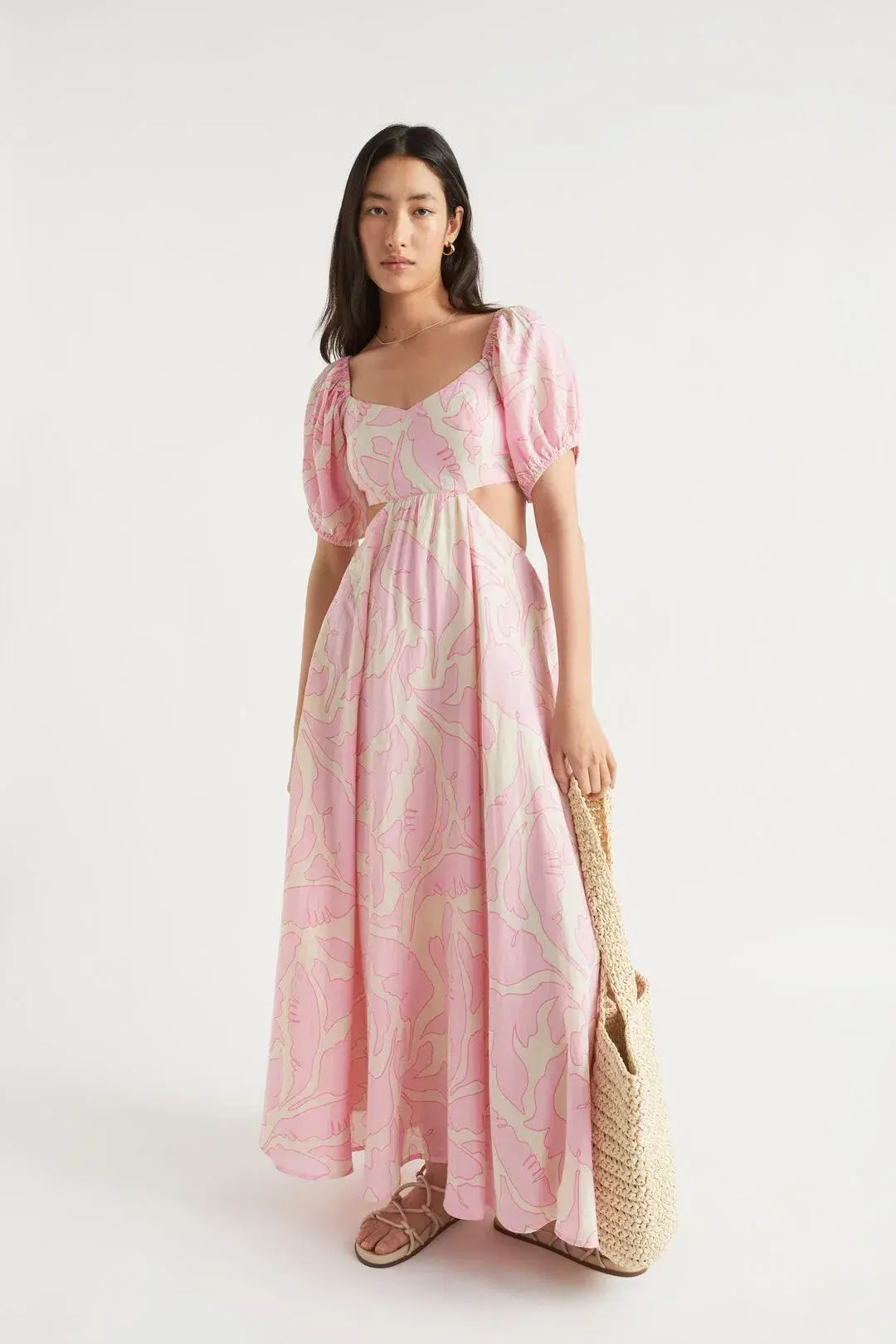 Seed Heritage Voile Floral Off Shoulder Maxi Dress in Soft Orchid Floral Size 12 for rent on The Volte - main image