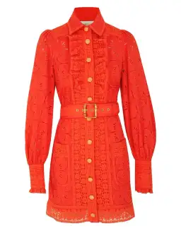 Zimmermann Prima Belted Mini Dress Red Size 0/AU 8