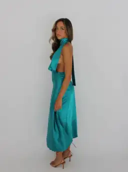 YLD Halter Maxi Dress Teal Size XS /AU 6 for rent on The Volte - image 4