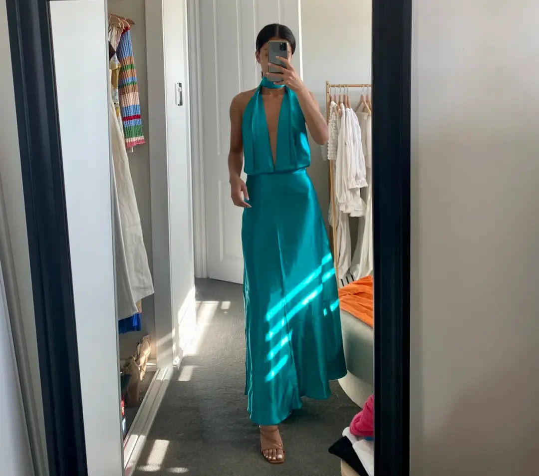YLD Halter Maxi Dress Teal Size XS /AU 6 for rent on The Volte - main image