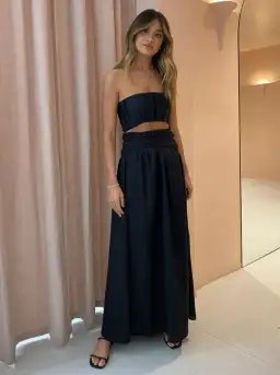 Sir The Label Cleide Bandaeu & Tie Midi Skirt Set Black Size 6