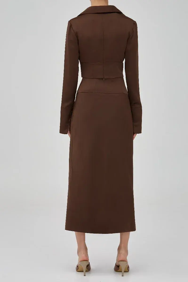 C/MEO CollectiveCollective Midi Skirt Brown Size 10 for rent on The Volte - main image
