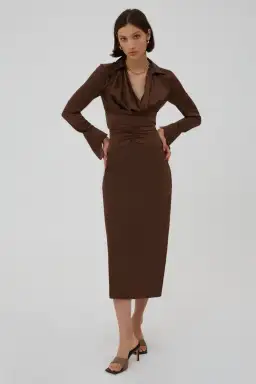 C/MEO CollectiveCollective Midi Skirt Brown Size 10 for rent on The Volte - image 2