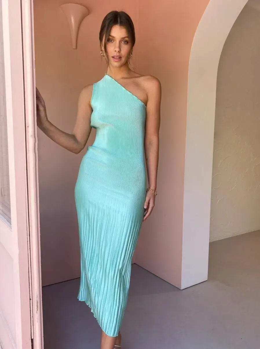 L'Idee Soiree One Shoulder Gown Spearmint Size 12 for rent on The Volte - main image