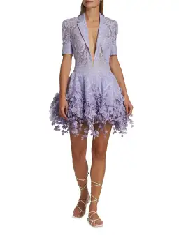 Zimmermann High Tide Lace Shirt & Lace Flip Mini Skirt Set in Periwinkle Size 1 / Au 10 for rent on The Volte - image 1