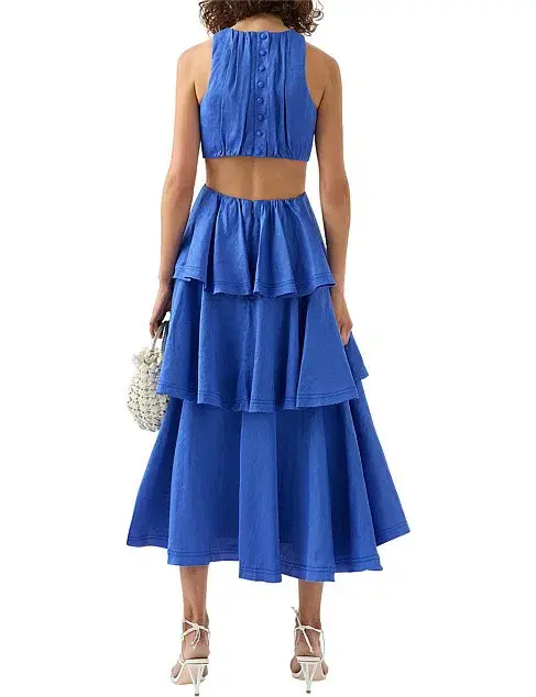 Aje Wave Cut Out Ring Midi Dress Blue Size 8 / S - Image 3