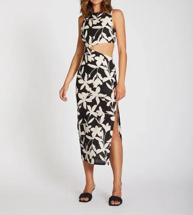 Lover Margot Linen Midi Dress Floral Size 10 for rent on The Volte - main image