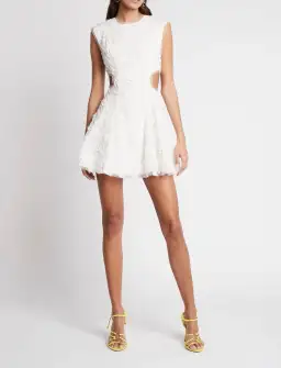 Aje Mirage Organza Cut Out Mini Dress Ivory Size 8 / S for rent on The Volte - image 1
