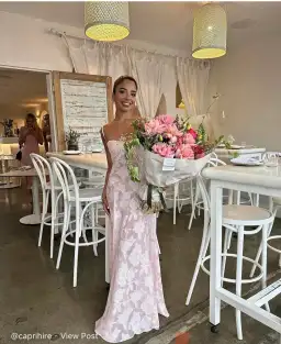 House of CB Seren Corset Lace Back Maxi Dress Soft Pink Floral Size Small / Au 8 for rent on The Volte - image 8