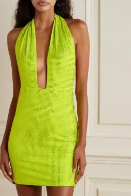 Leslie Amon Amina Belted Crystal Embellished Mini Dress Lime Green Size S / AU 6-8 for rent on The Volte - image 4