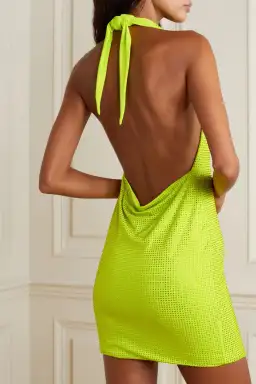 Leslie Amon Amina Belted Crystal Embellished Mini Dress Lime Green Size S / AU 6-8 for rent on The Volte - image 3