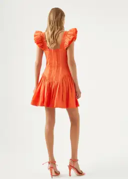 Aje Simone Frill Sleeve Mini Dress Orange Size 10 for rent on The Volte - image 2