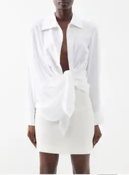 Jacquemus Bahia Plunge-neck Tie Shirt White Size 6 for rent on The Volte - image 1