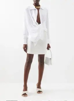 Jacquemus Bahia Plunge-neck Tie Shirt White Size 6 for rent on The Volte - image 2