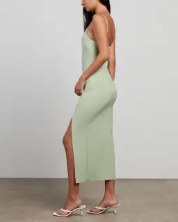 Bec & Bridge Fleur Asymmetric Midi Dress Avocado Size 8