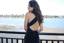 Dark Navy Bodycon Tie up Dress - Sheike