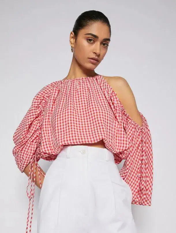 Scanlan And Theodore Gingham Drawcord Set Red (One Size Fits All) for rent on The Volte - main image